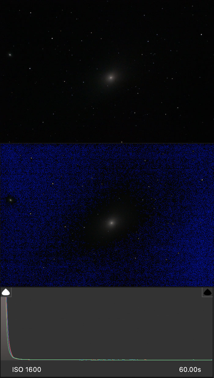 M31 RAW histogram - Under exposed